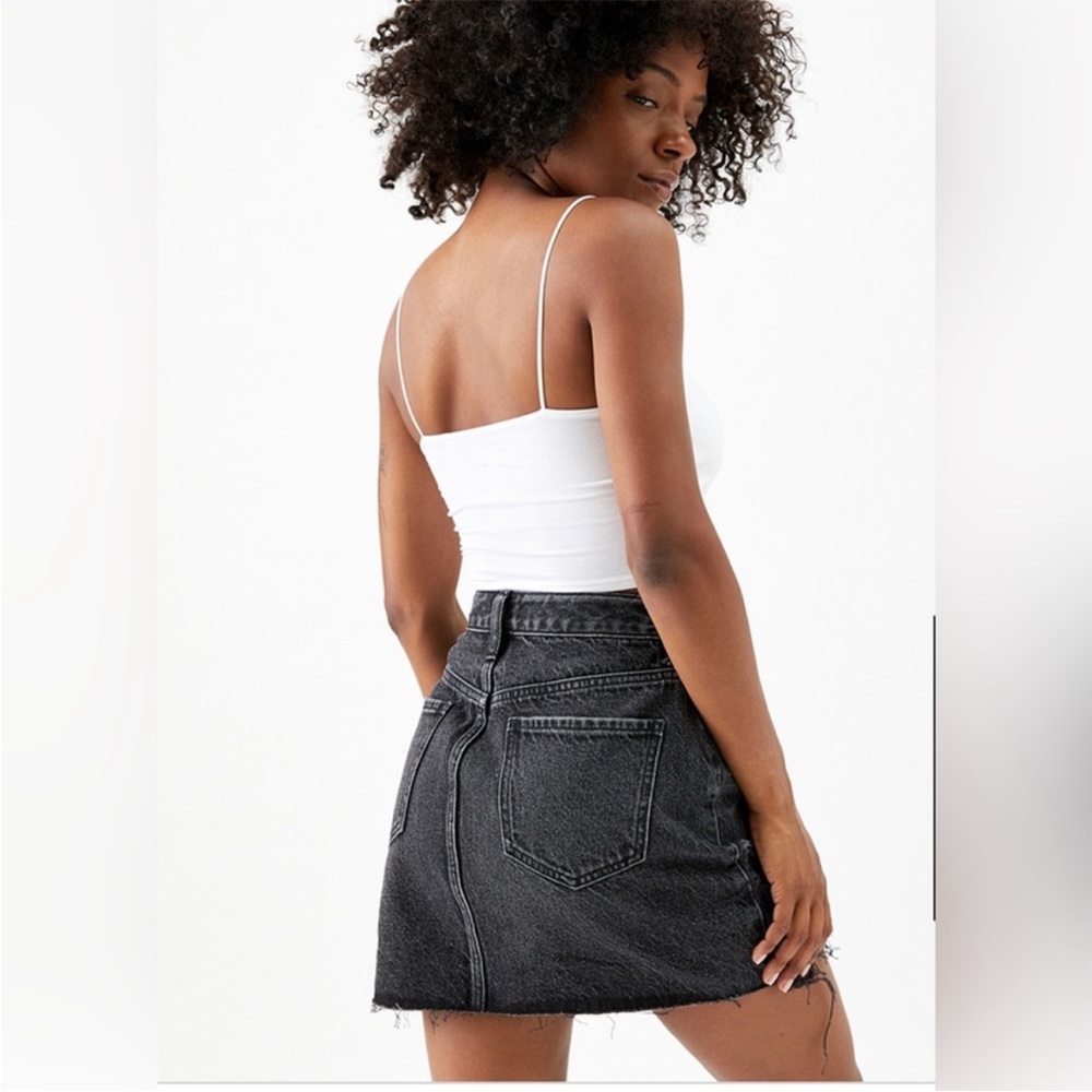 Black Denim Mini Skirt